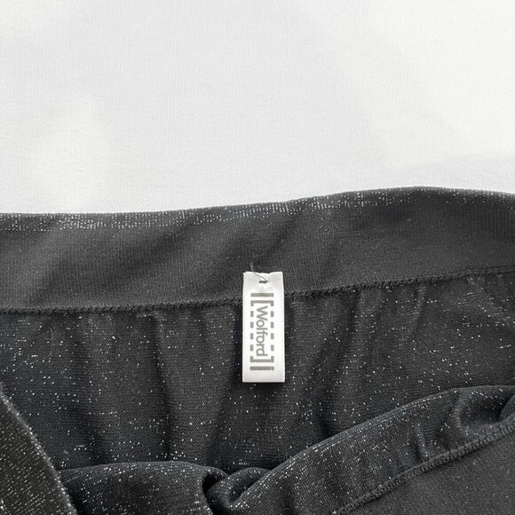 WOLFORD BLACK SILVER METALLIC GLITTER OPAQUE LEGGINGS - S - Picture 3 of 9